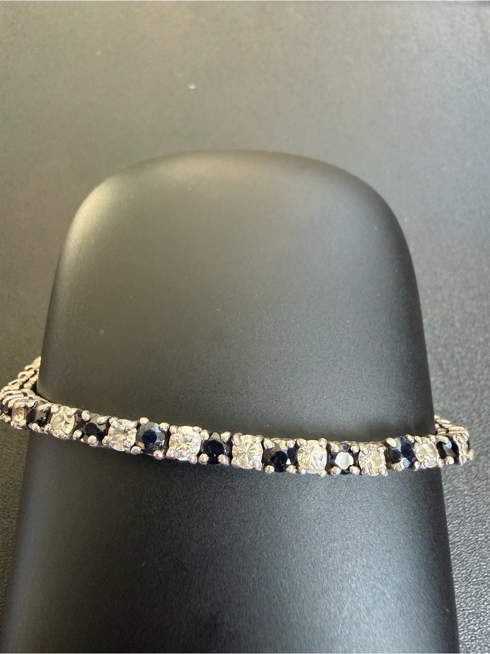 Sterling Silver Tennis Bracelet with Sapphires and Lab Diamond Stones -gorgeous